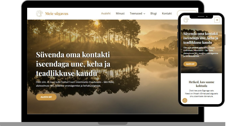 Meiesygavus.ee on terapeudi koduleht, kus ta tutvustab oma teenuseid. Kodulehtla tehtud koduleht